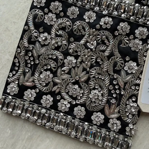 NWT Doen Heirloom Black and Silver Floral Lais Mini Bag - Picture 3 of 7